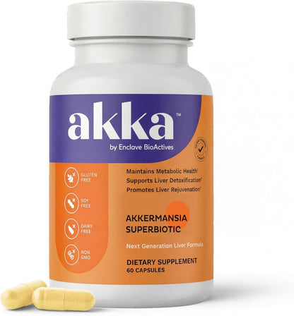 AKKA - Akkermansia Probiotic Liver Cleanse Detox & Repair - Liver Health Supplement for Energy, Digestion & Metabolism with Akkermansia Muciniphila (AKKA Superbiotics), Non-GMO, Gluten-Free, 60 Caps